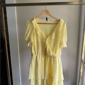 Divided Sunny Yellow Layered Midi Dress